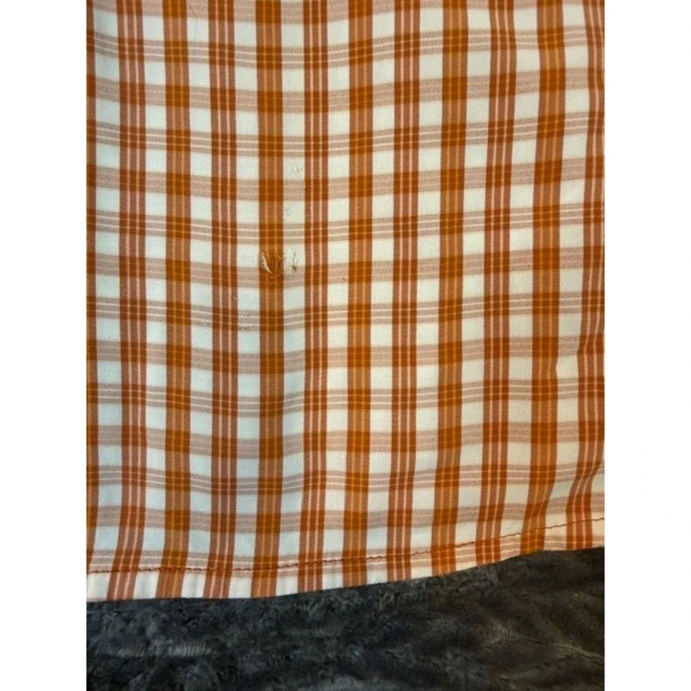 The North Face Mens XL Orange Gingham Plaid Short Sleeve Hiking Shirt 0148